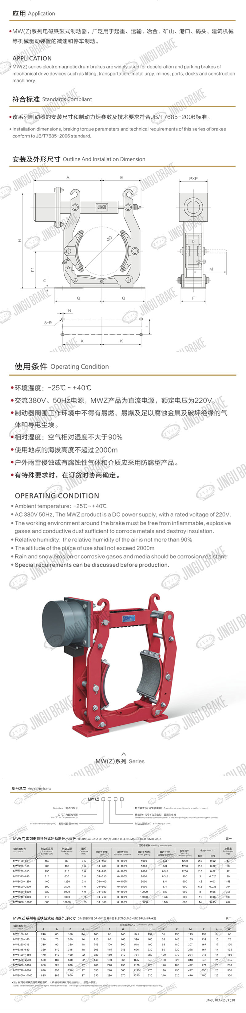 MW(Z)係列電磁鐵鼓式製動器